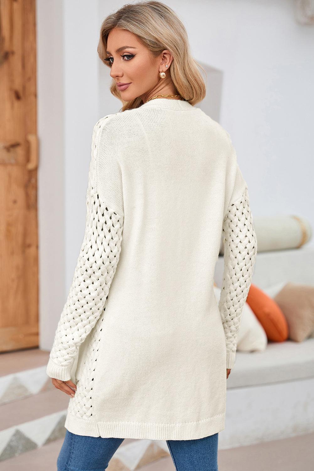 Open Front Dropped Shoulder Cardigan with Pockets Carauana Store