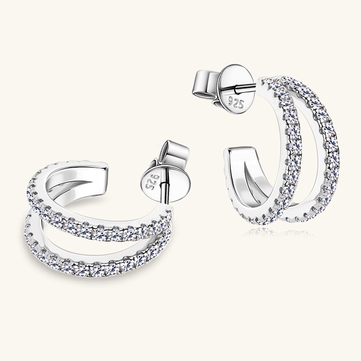 Moissanite 925 Sterling Silver C-Hoop Earrings Carauana Store