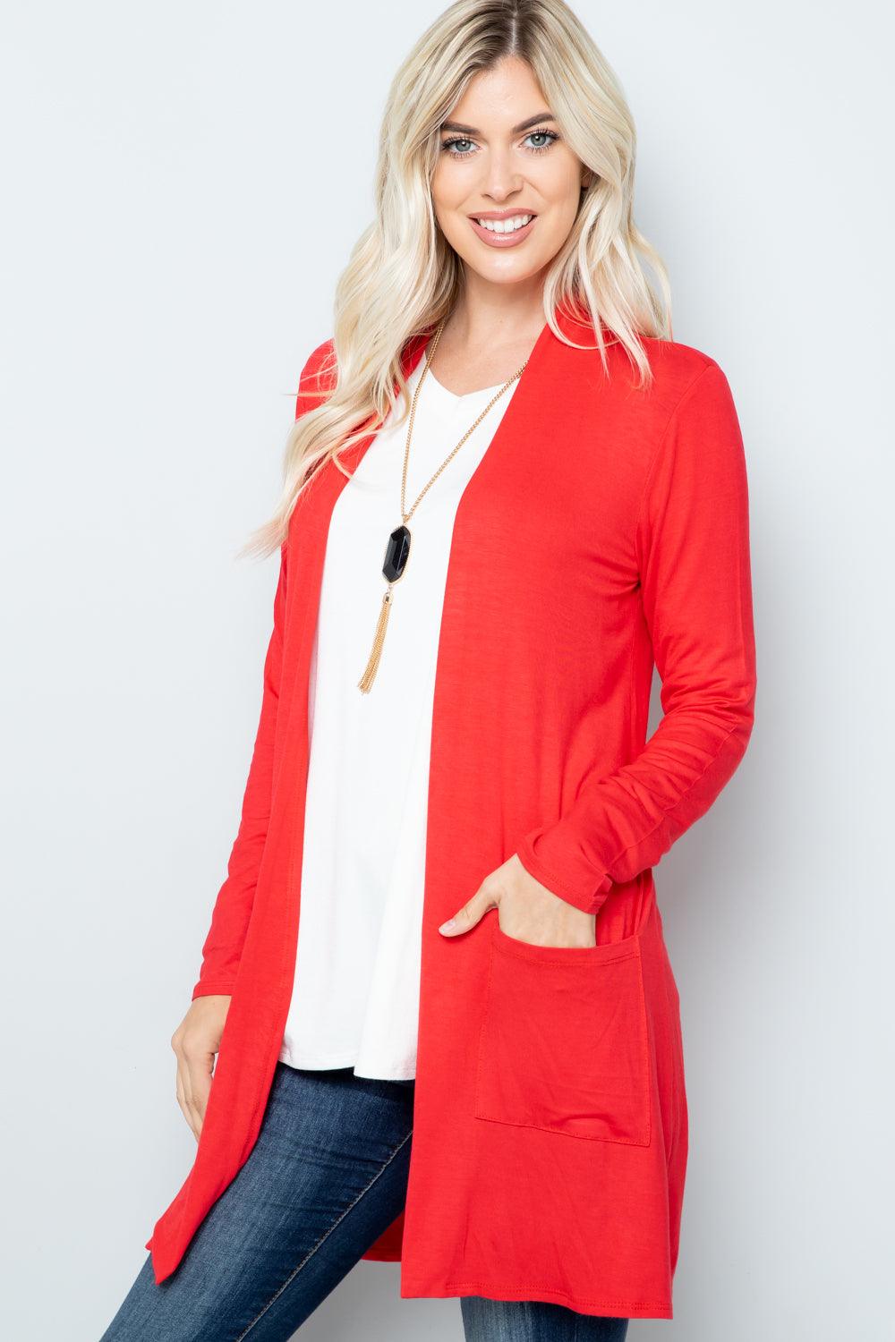Celeste Full Size Open Front Cardigan with Pockets Carauana Store