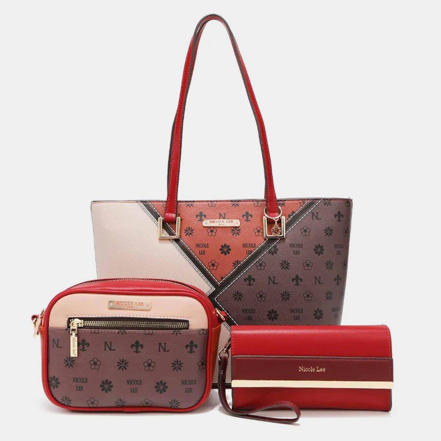 Nicole Lee USA 3-Piece Color Block Handbag Set Carauana Store
