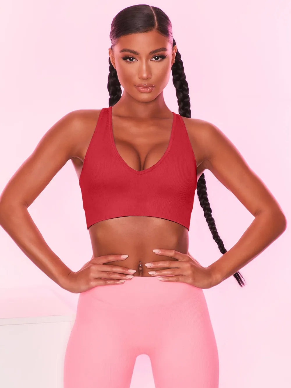 Scoop Neck Wide Strap Active Bra Carauana Store