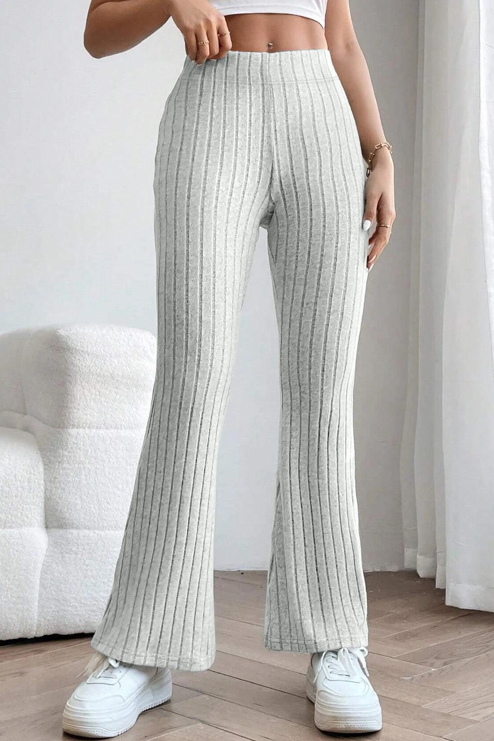 Basic Bae Full Size Ribbed High Waist Flare Pants Carauana Store