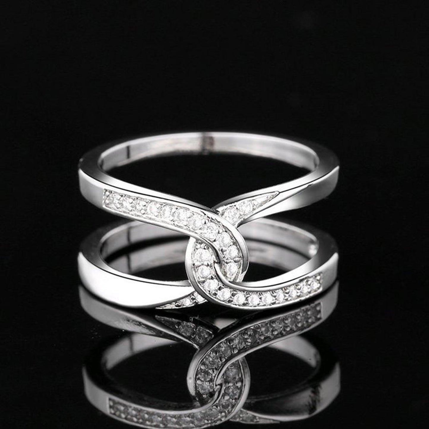Twisted Inlaid Zircon Double-layered Ring Carauana Store