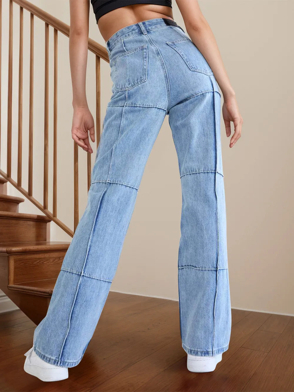 High Waist Straight Jeans with Pockets Carauana Store