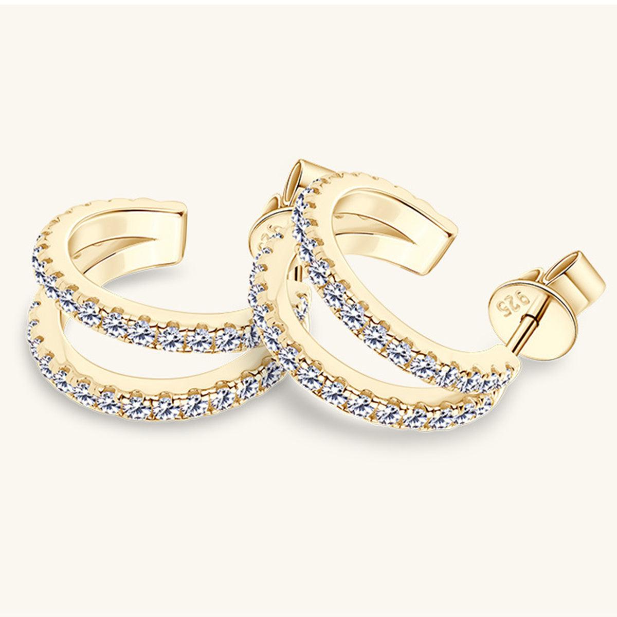 Moissanite 925 Sterling Silver C-Hoop Earrings Carauana Store