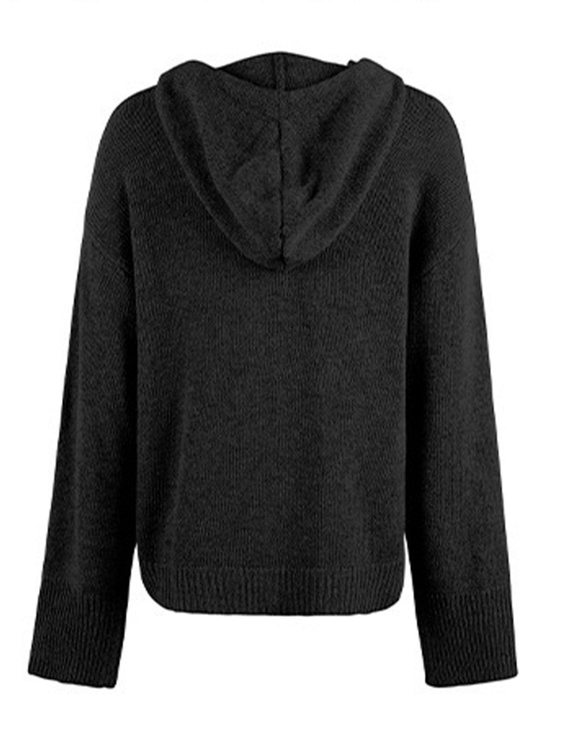 Drawstring Button Up Hooded Cardigan Carauana Store