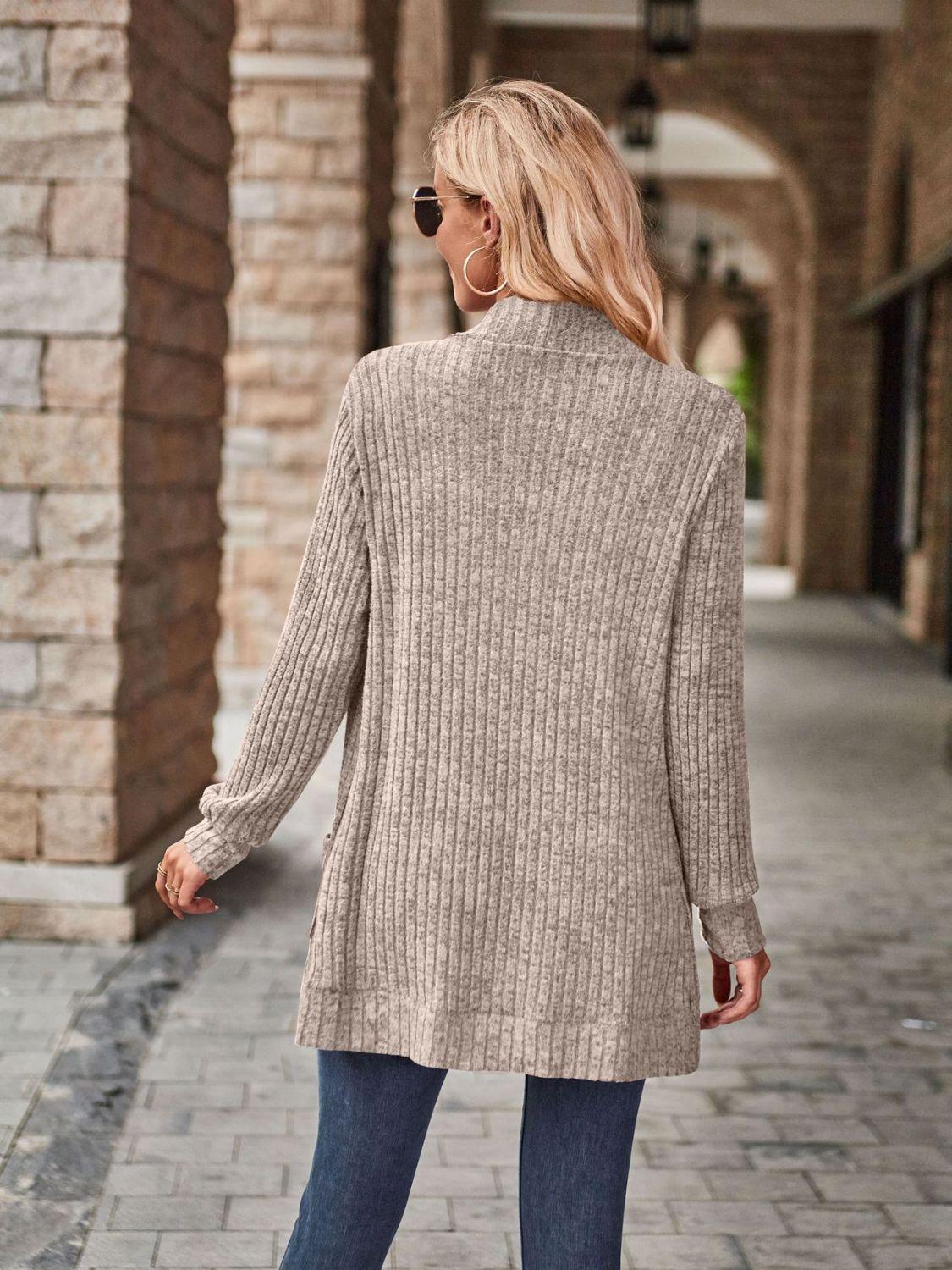 Open Front Cardigan with Pockets Carauana Store