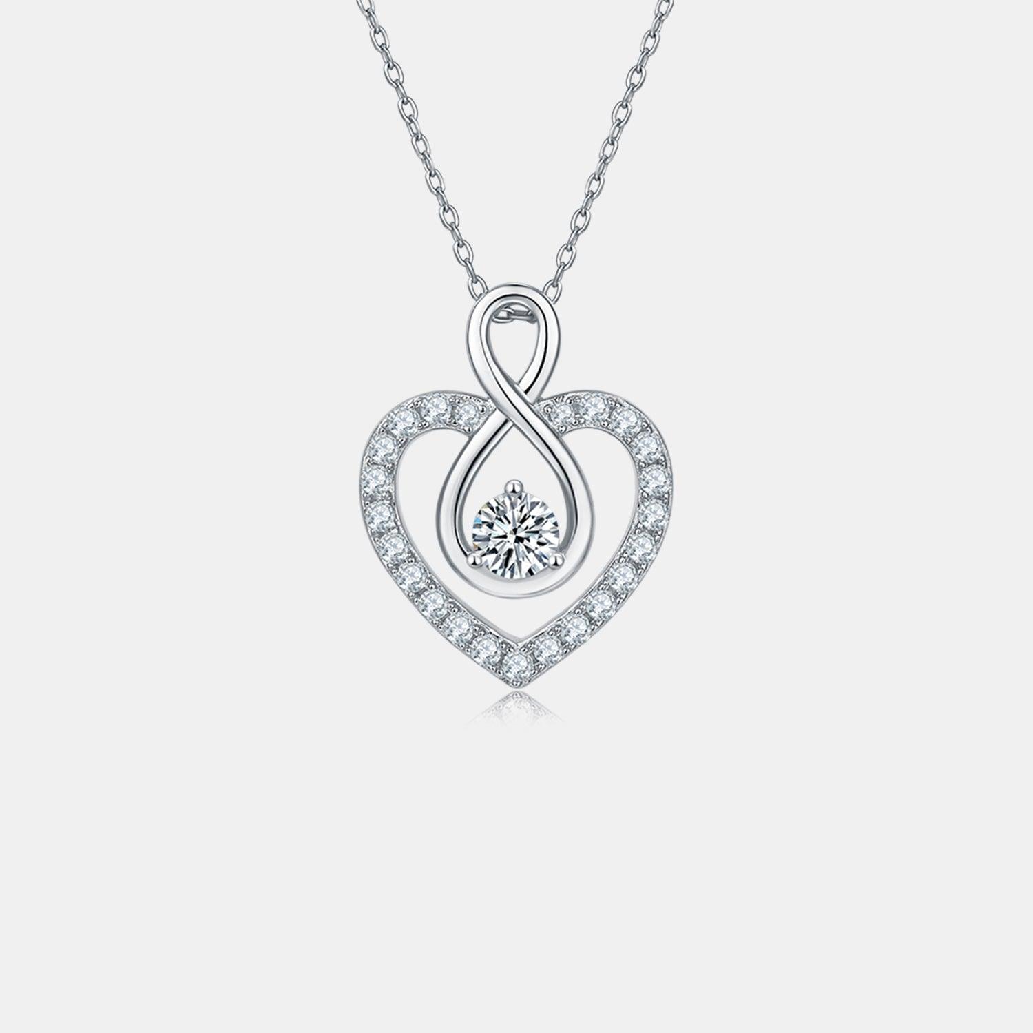 1 Carat Moissanite 925 Sterling Silver Heart Shape Necklace Carauana Store