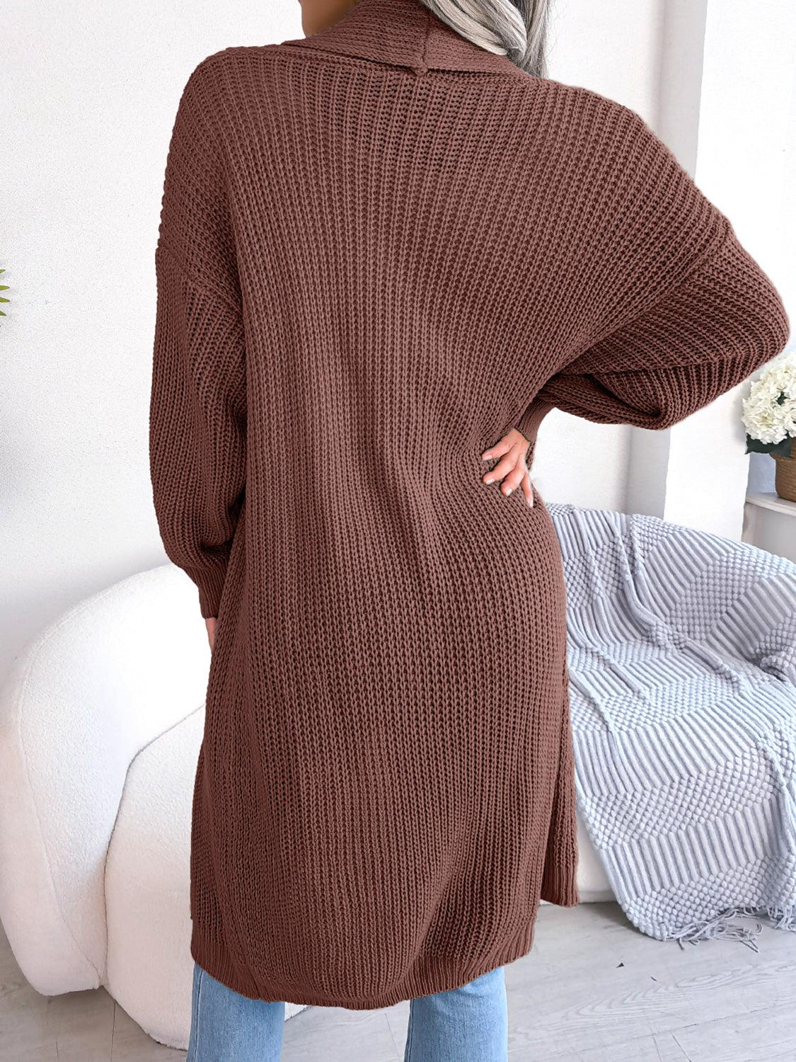 Open Front Dropped Shoulder Longline Cardigan Carauana Store