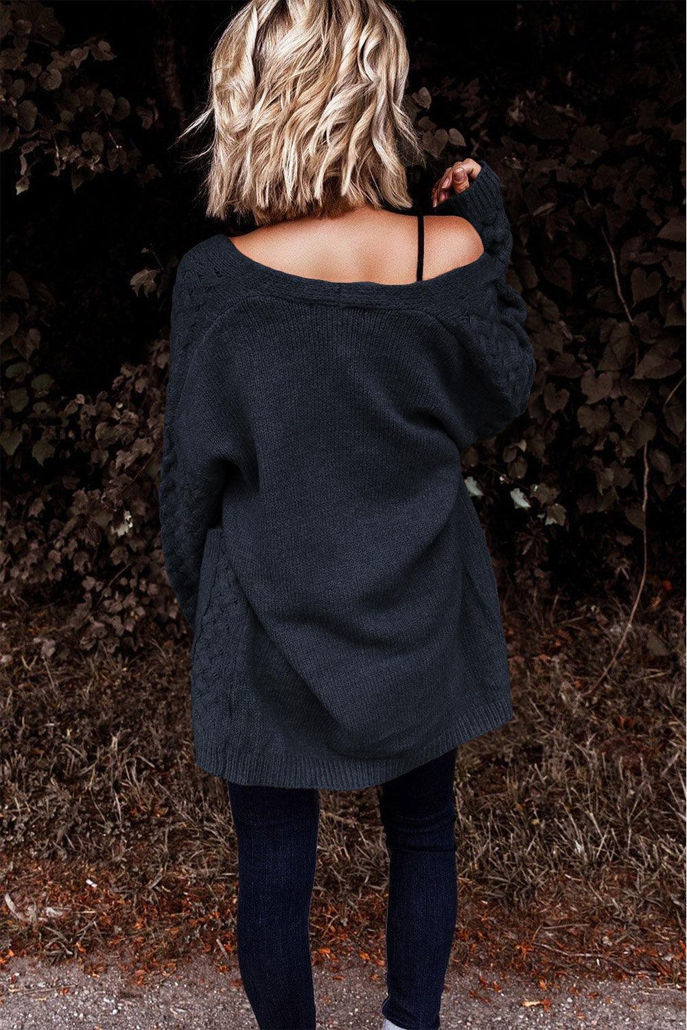 Open Front Dropped Shoulder Cardigan with Pockets Carauana Store