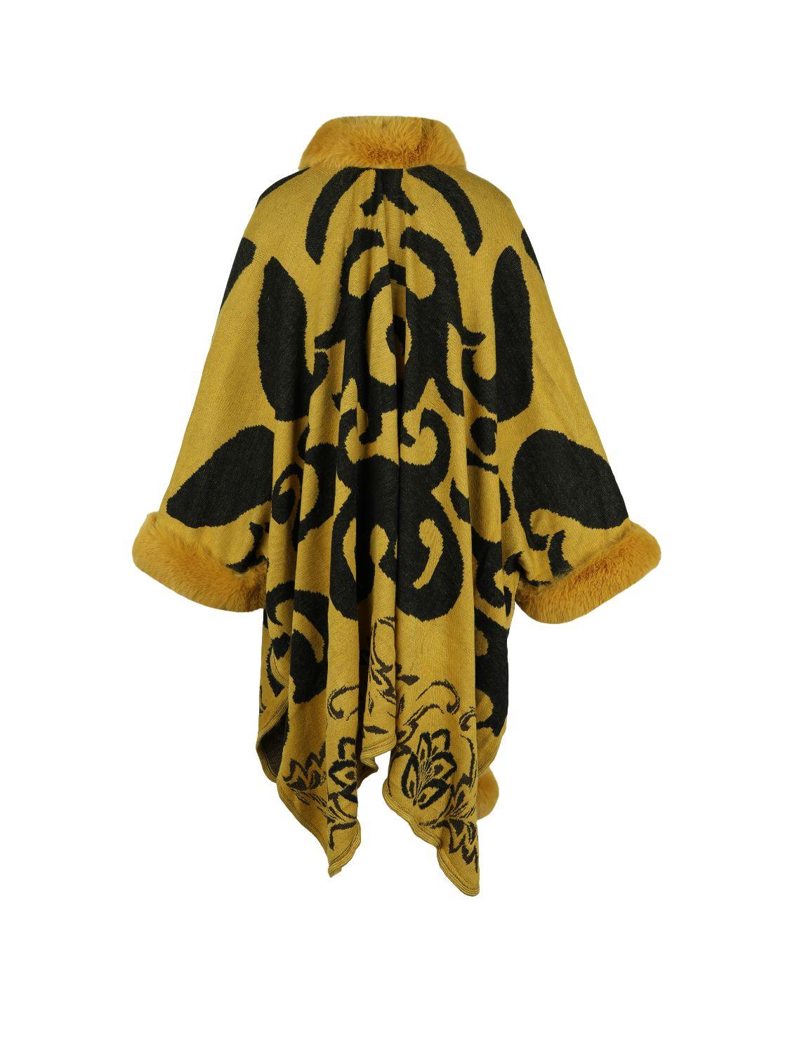 Faux Fur Trim Poncho Carauana Store