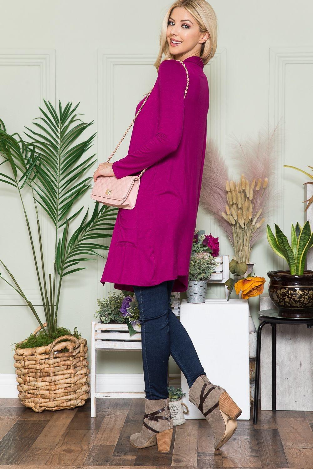 Celeste Full Size Open Front Cardigan with Pockets Carauana Store