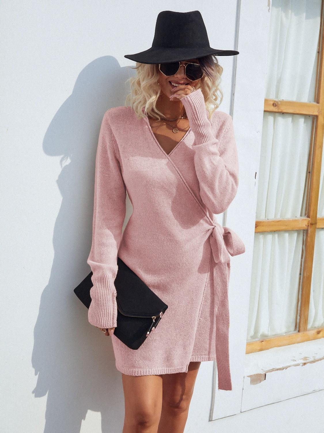 Tied Open Front Long Sleeve Cardigan Carauana Store