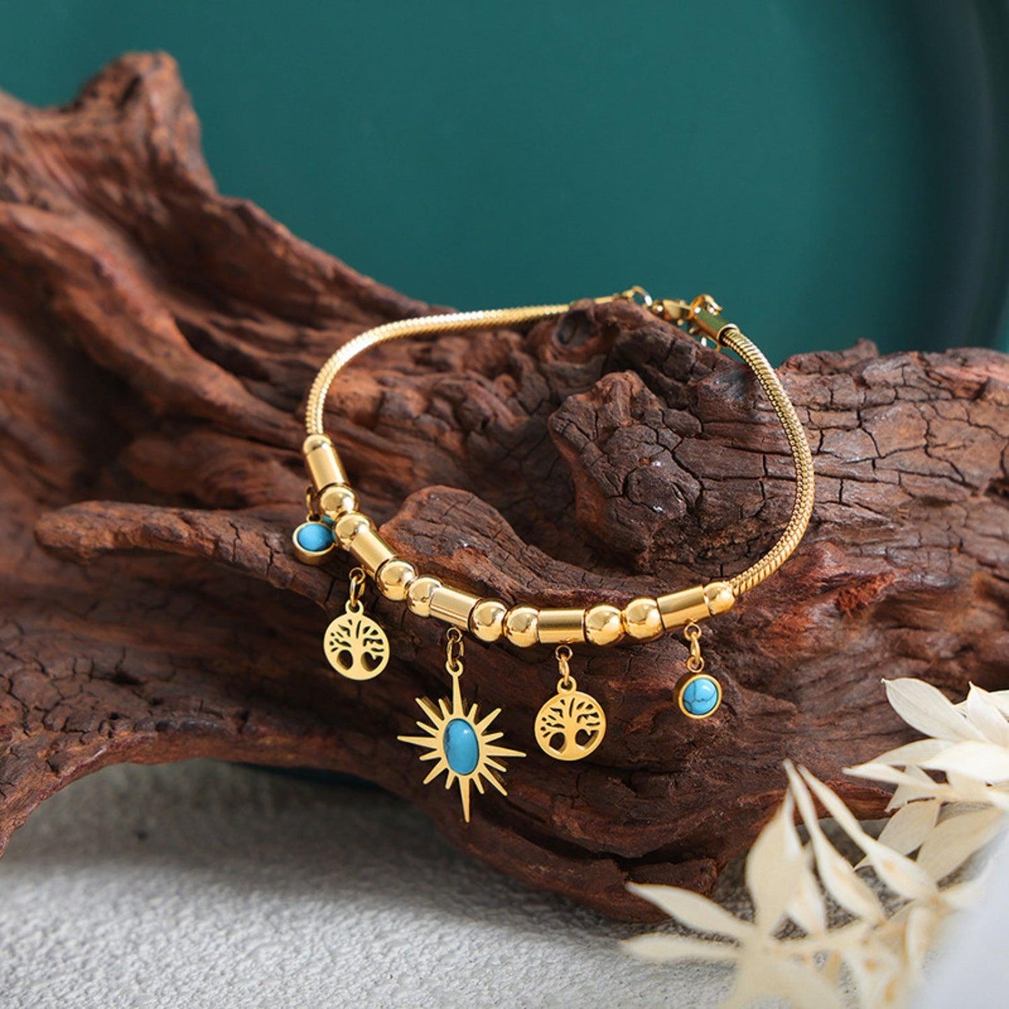 Gold-Plated Titanium Steel Charm Bracelet Carauana Store