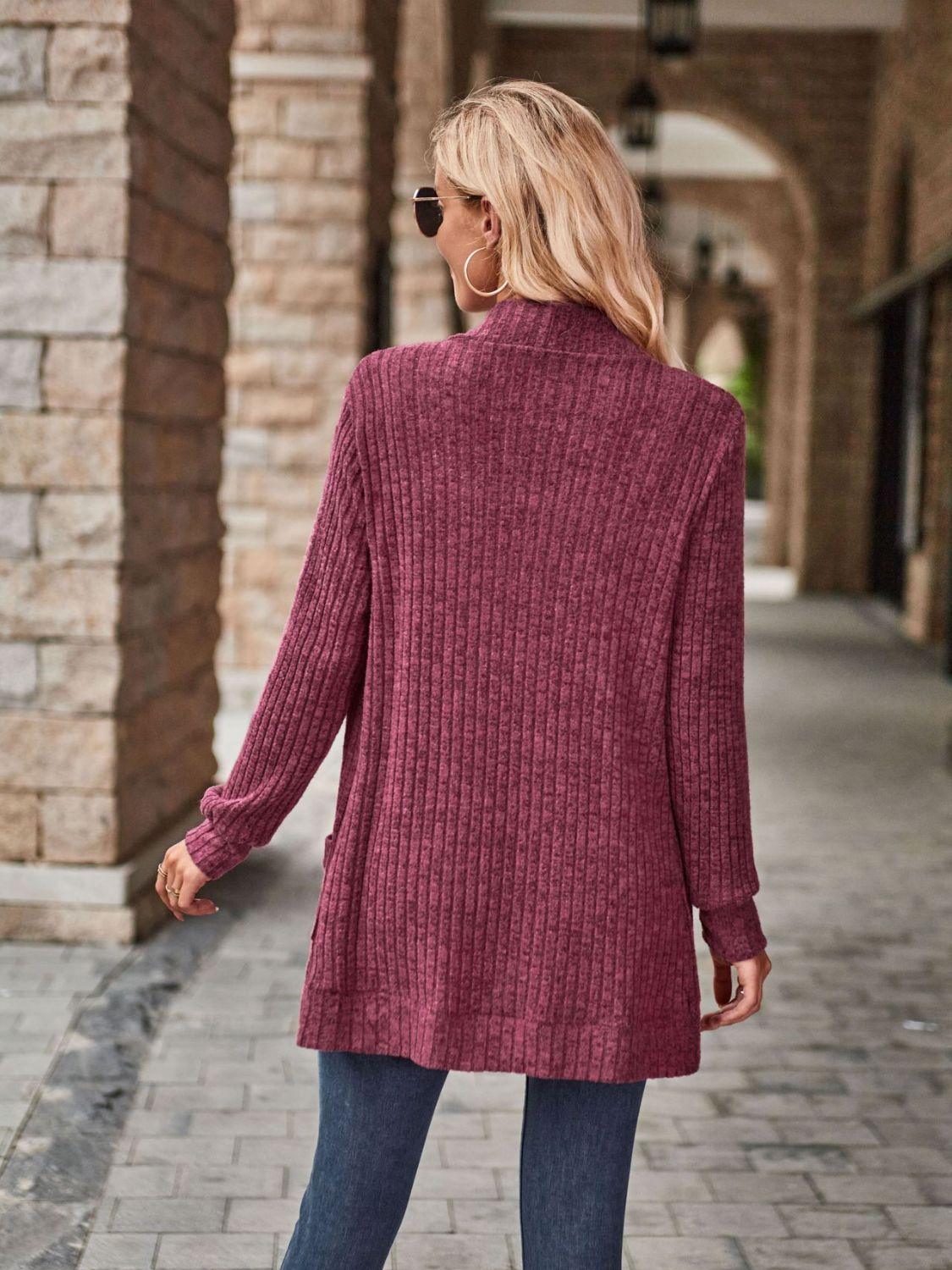 Open Front Cardigan with Pockets Carauana Store