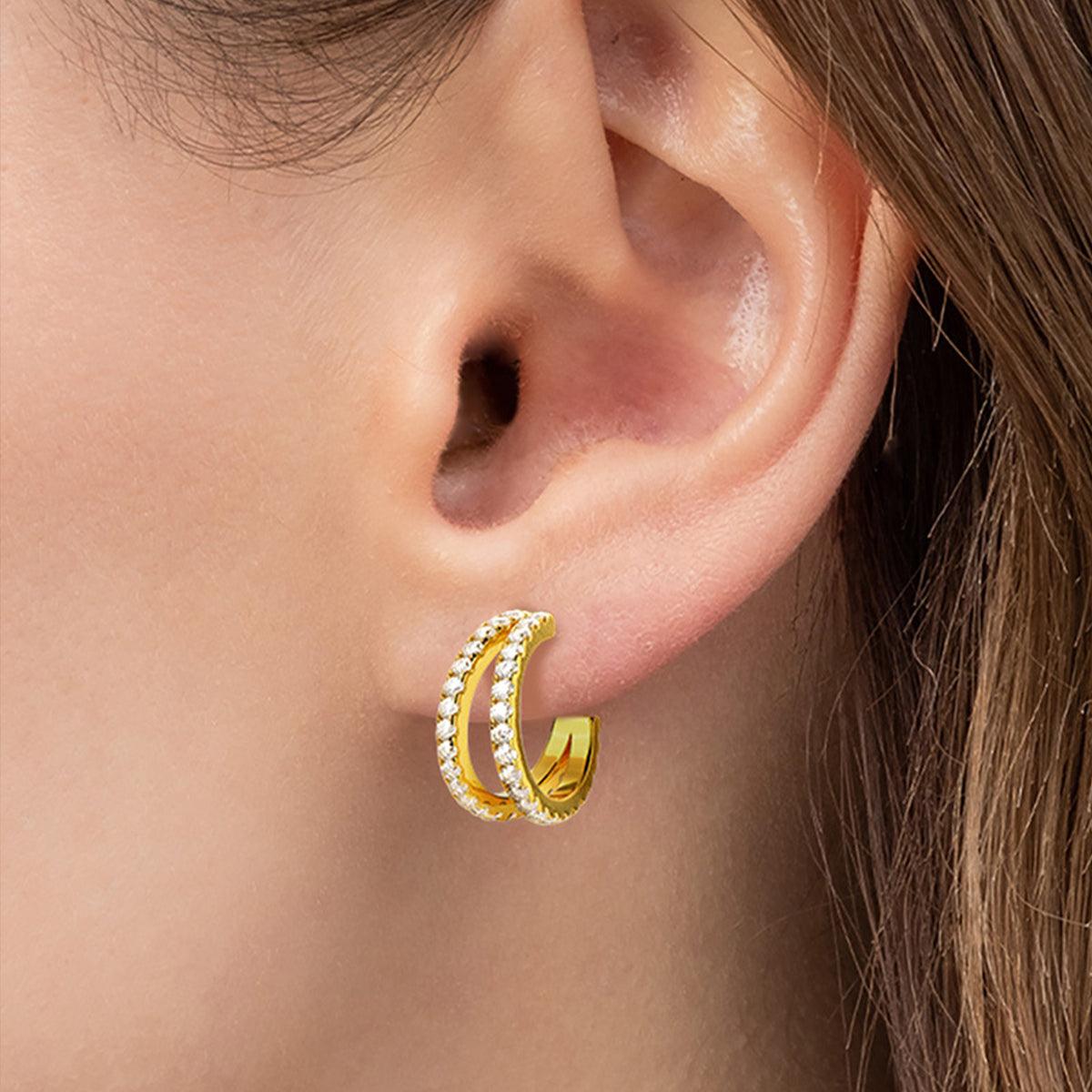 Moissanite 925 Sterling Silver C-Hoop Earrings Carauana Store