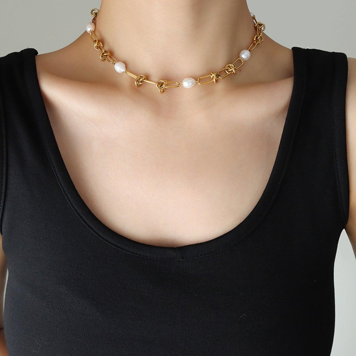 Freshwater Pearl Titanium Steel Necklace Carauana Store