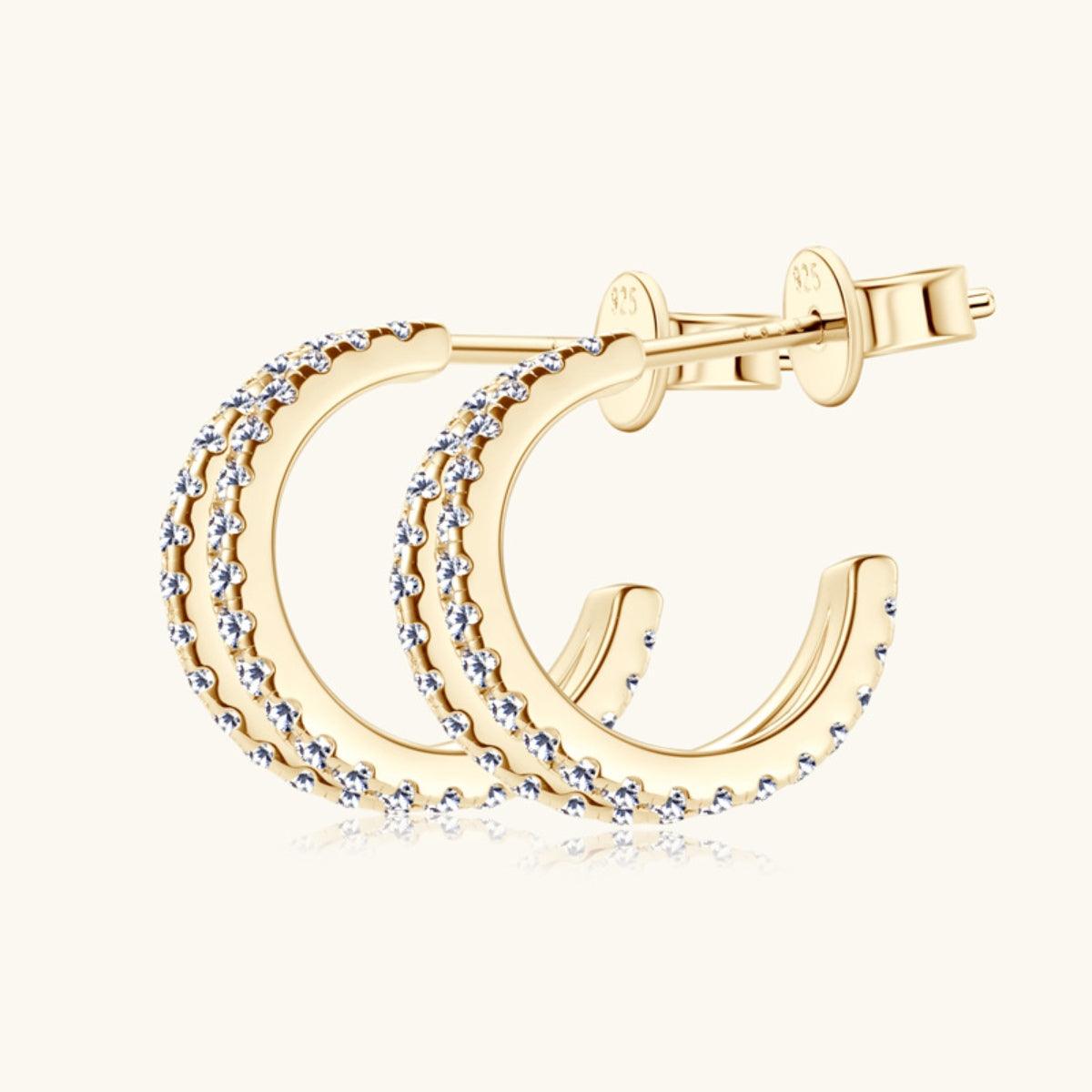 Moissanite 925 Sterling Silver C-Hoop Earrings Carauana Store