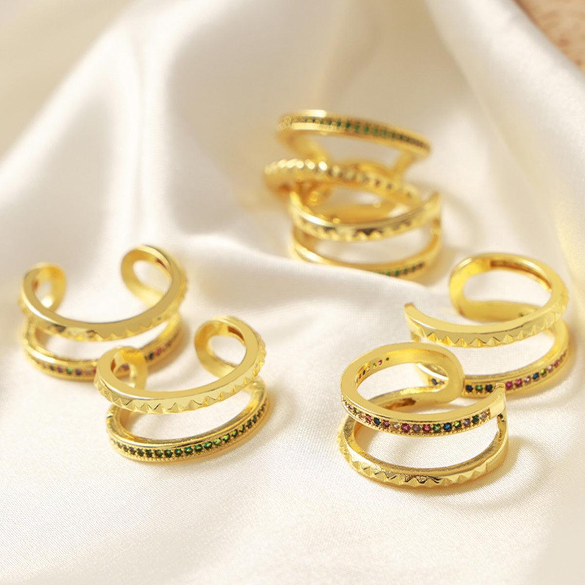 Gold-Plated Czech Diamond Double-Layered Ring Carauana Store