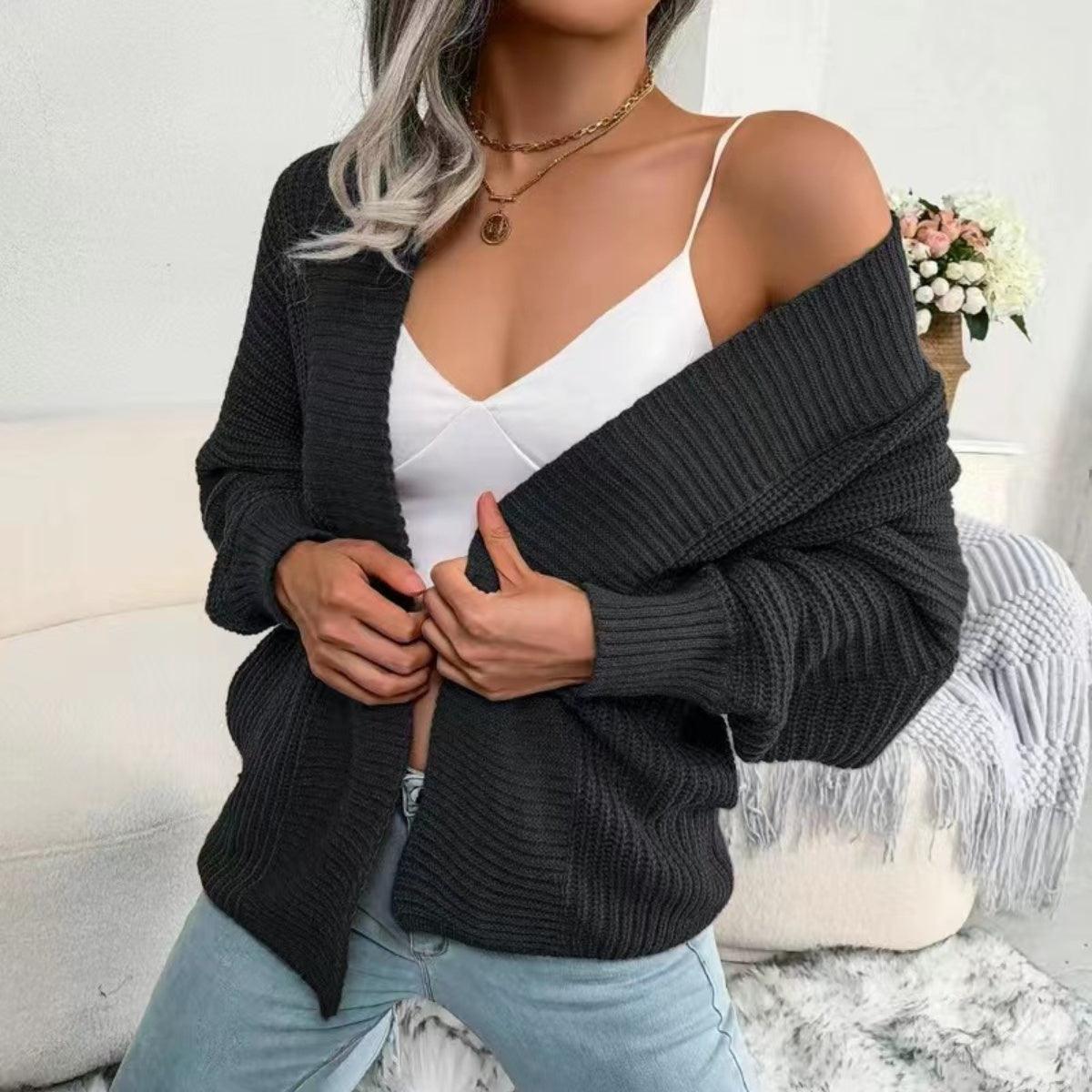 Open Front Lantern Sleeve Cardigan Carauana Store