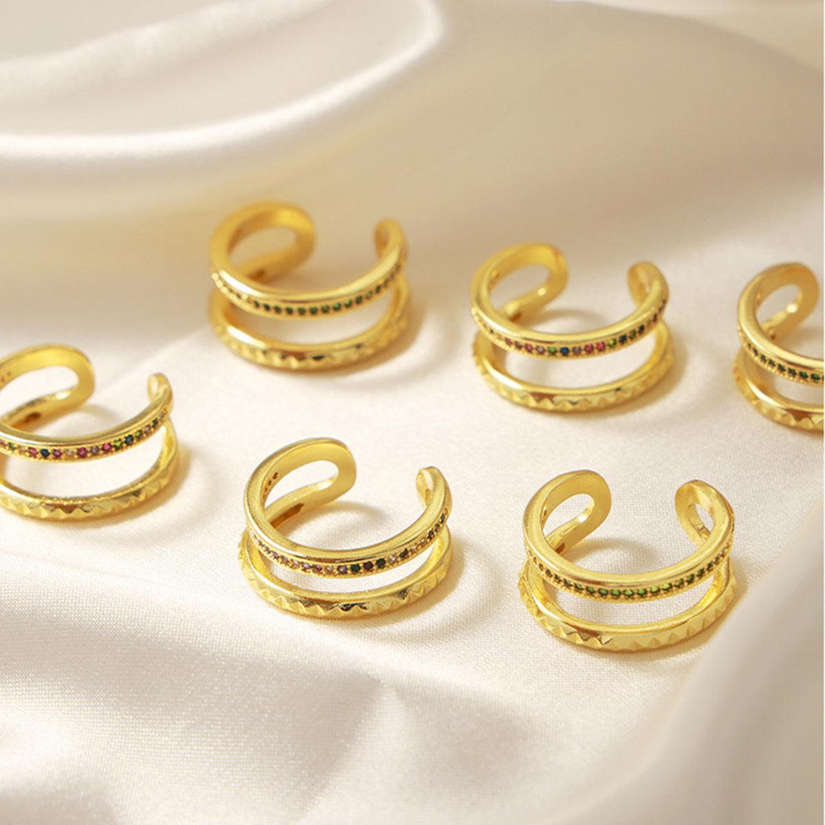 Gold-Plated Czech Diamond Double-Layered Ring Carauana Store