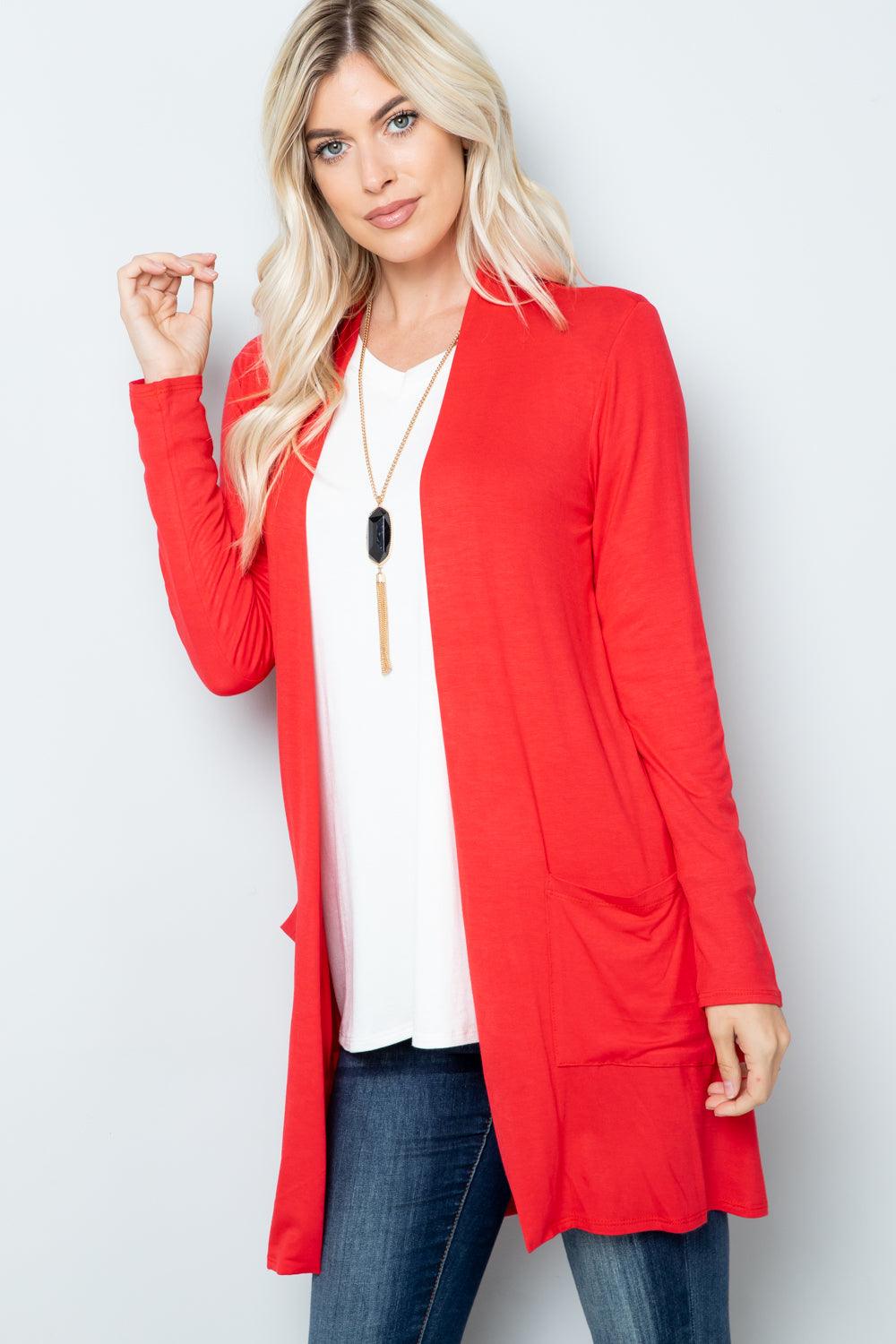 Celeste Full Size Open Front Cardigan with Pockets Carauana Store
