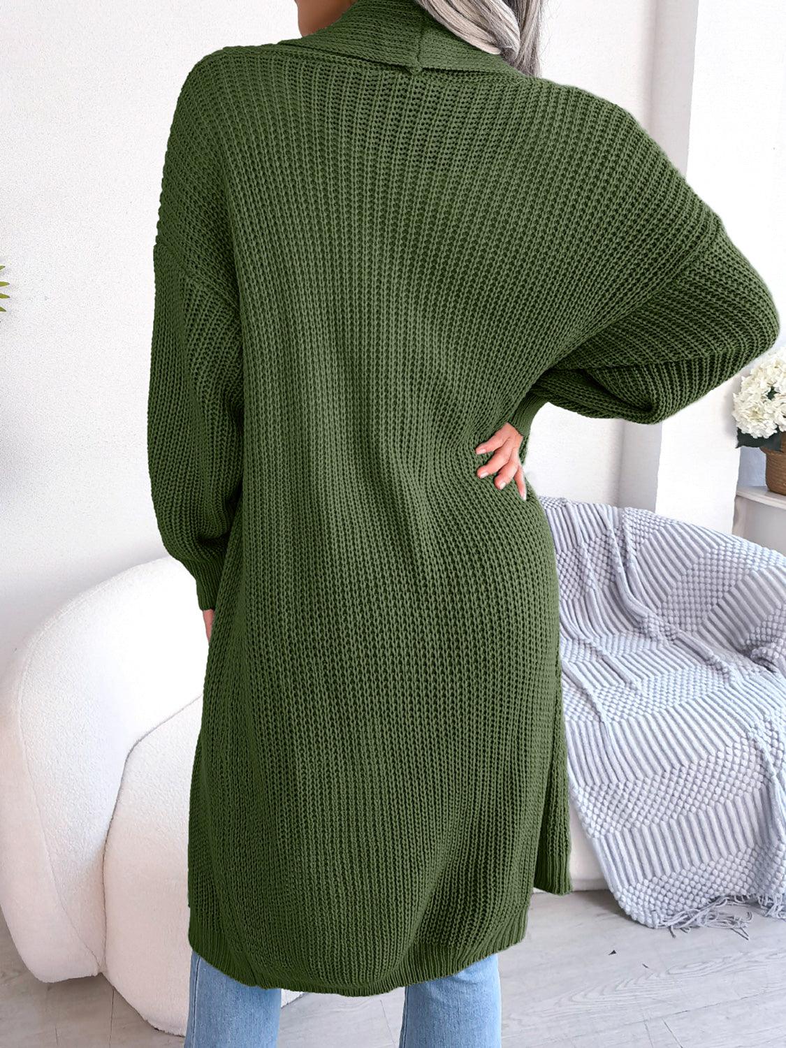 Open Front Dropped Shoulder Longline Cardigan Carauana Store