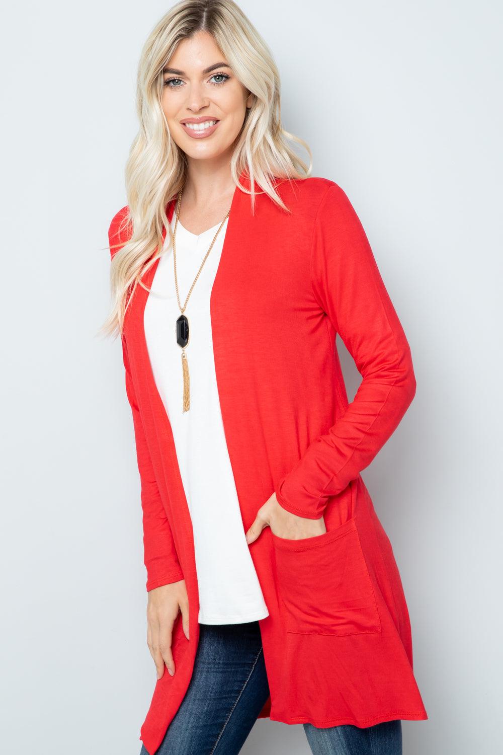 Celeste Full Size Open Front Cardigan with Pockets Carauana Store