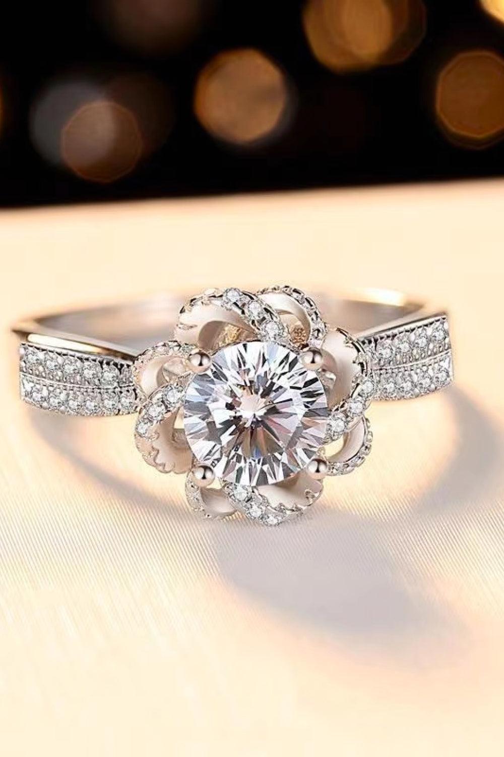 2 Carat Moissanite Floral Platinum-Plated Ring Carauana Store
