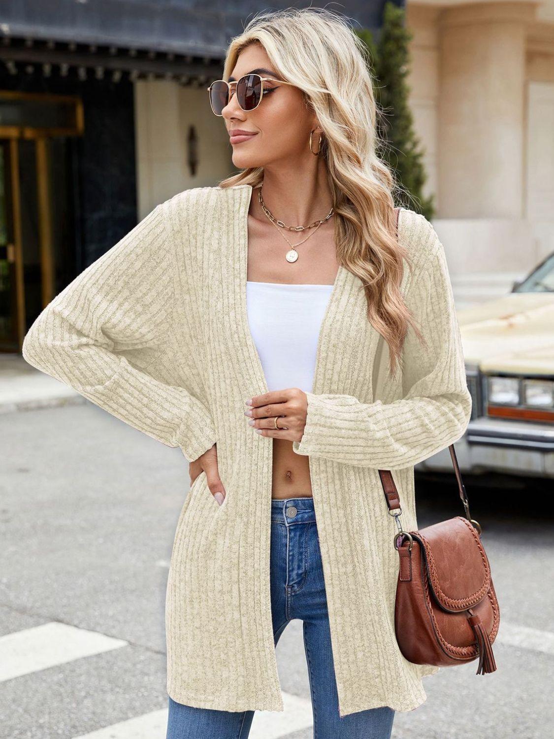 Open Front Long Sleeve Cardigan Carauana Store