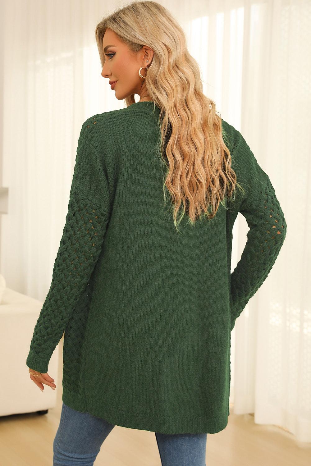 Open Front Dropped Shoulder Cardigan with Pockets Carauana Store