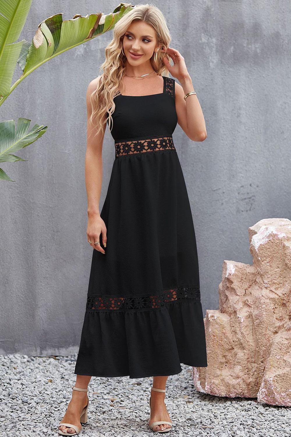 Flower Crochet Wide Strap Midi Dress Carauana Store