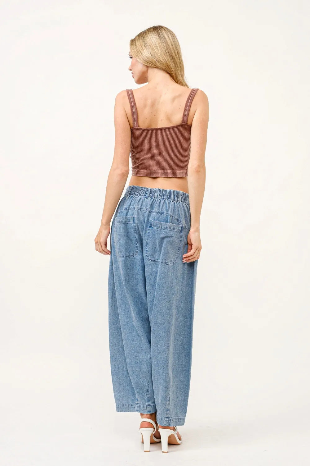 And The Why Elastic Back Pleated Baggy Jeans Carauana Store