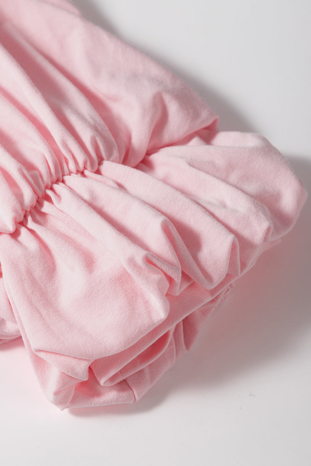 Light Pink Scoop Neck Bubble Sleeve Tee