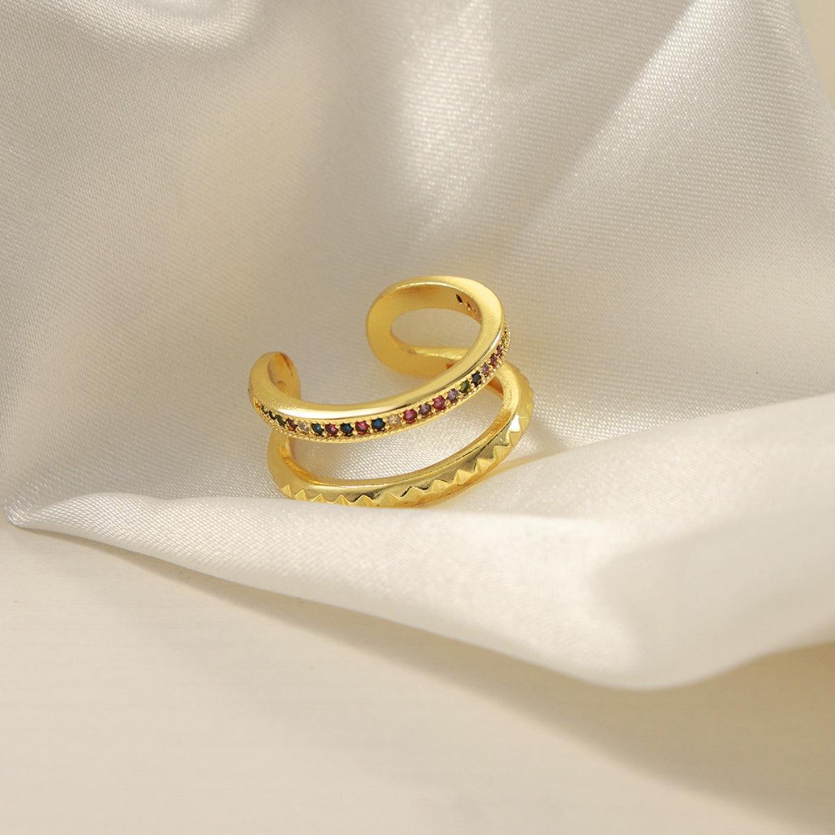 Gold-Plated Czech Diamond Double-Layered Ring Carauana Store