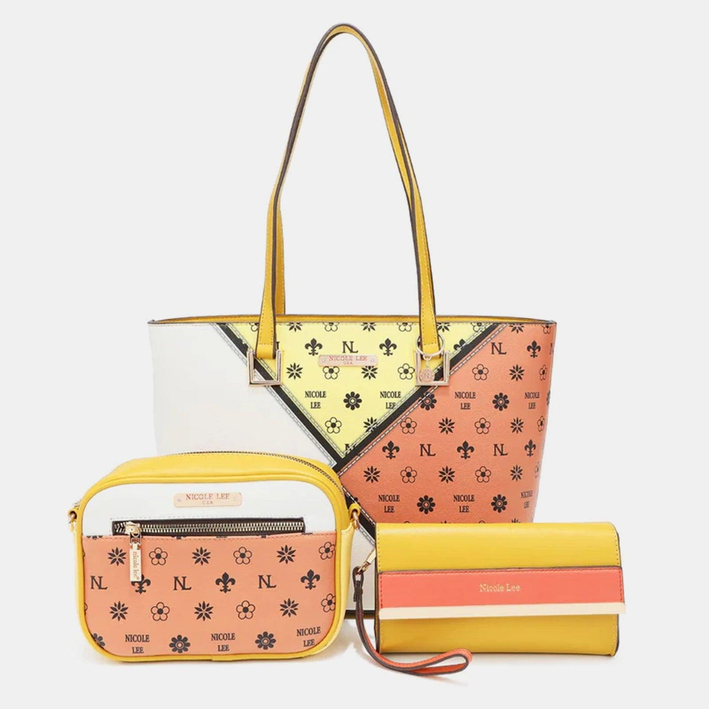 Nicole Lee USA 3-Piece Color Block Handbag Set Carauana Store