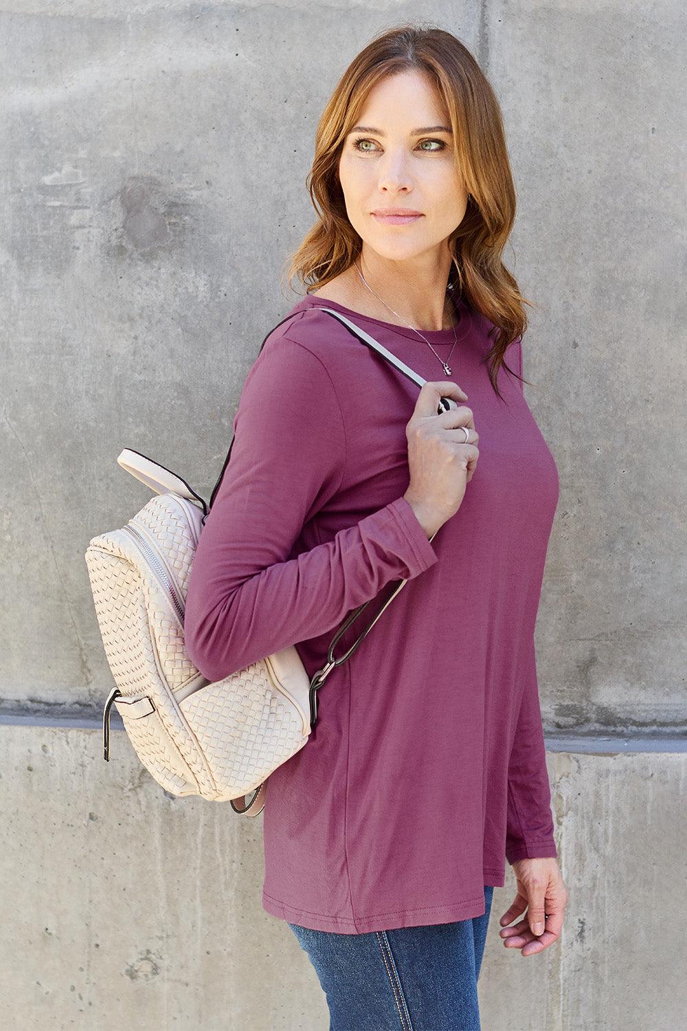 Basic Bae Full Size Round Neck Long Sleeve Top Carauana Store