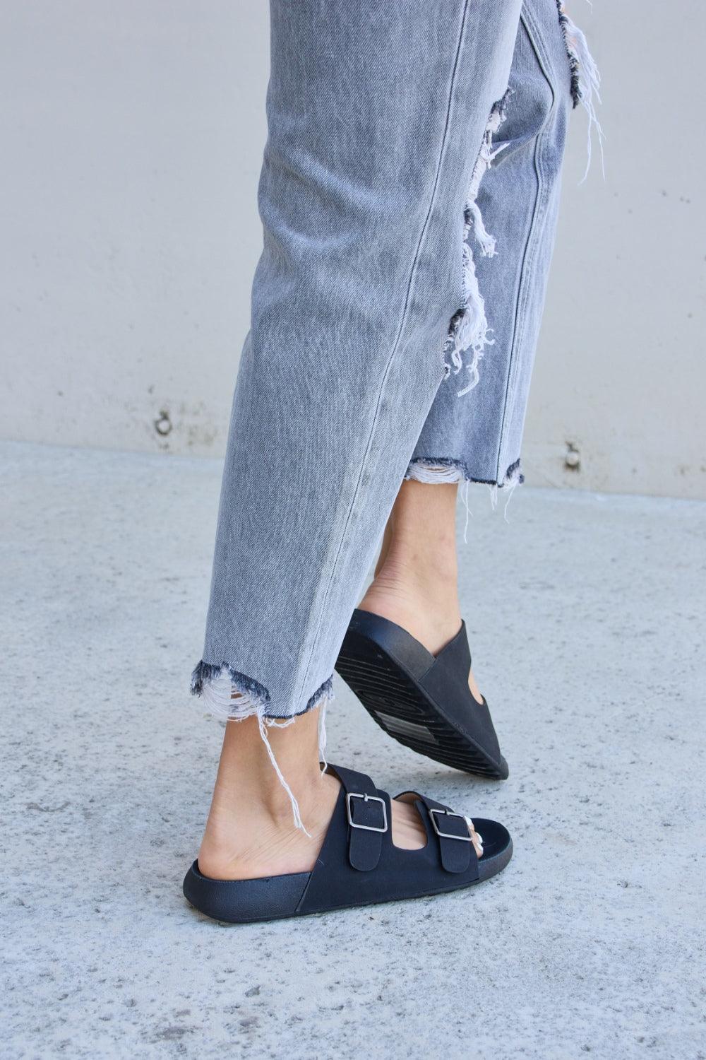 Forever Link Double Buckle Open Toe Sandals Carauana Store