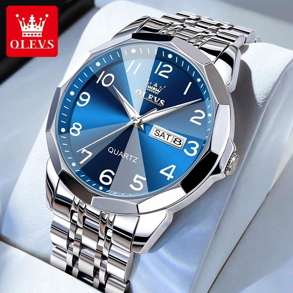 OLEVS Dance of Time: Stainless Steel Elegance with Eternal Calendars Couple's Watches Box Set Carauana Store