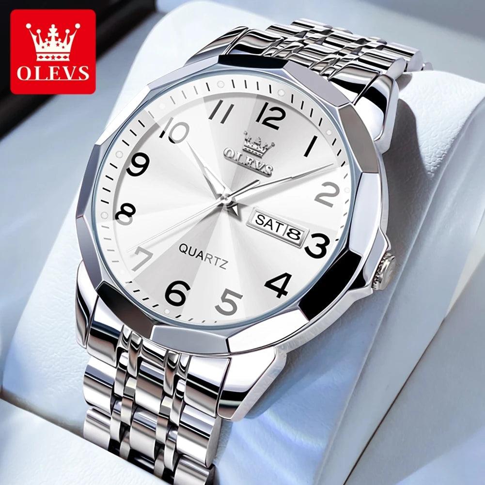 OLEVS Dance of Time: Stainless Steel Elegance with Eternal Calendars Couple's Watches Box Set Carauana Store
