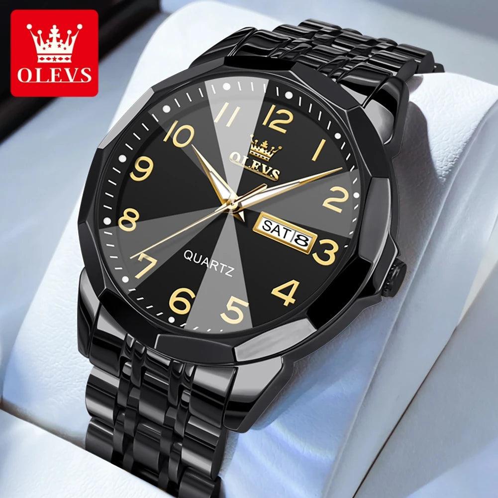 OLEVS Dance of Time: Stainless Steel Elegance with Eternal Calendars Couple's Watches Box Set Carauana Store