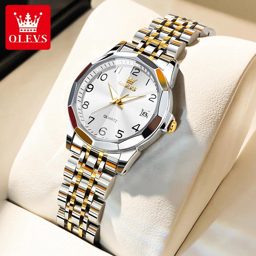 OLEVS Dance of Time: Stainless Steel Elegance with Eternal Calendars Couple's Watches Box Set Carauana Store