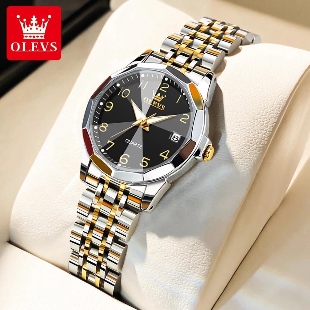 OLEVS Dance of Time: Stainless Steel Elegance with Eternal Calendars Couple's Watches Box Set Carauana Store