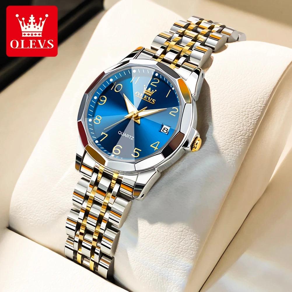 OLEVS Dance of Time: Stainless Steel Elegance with Eternal Calendars Couple's Watches Box Set Carauana Store