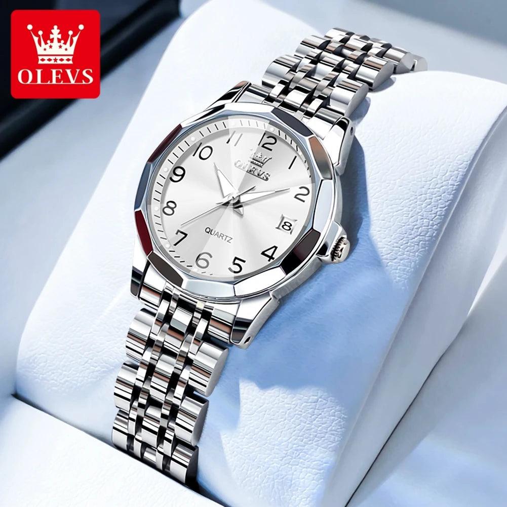 OLEVS Dance of Time: Stainless Steel Elegance with Eternal Calendars Couple's Watches Box Set Carauana Store