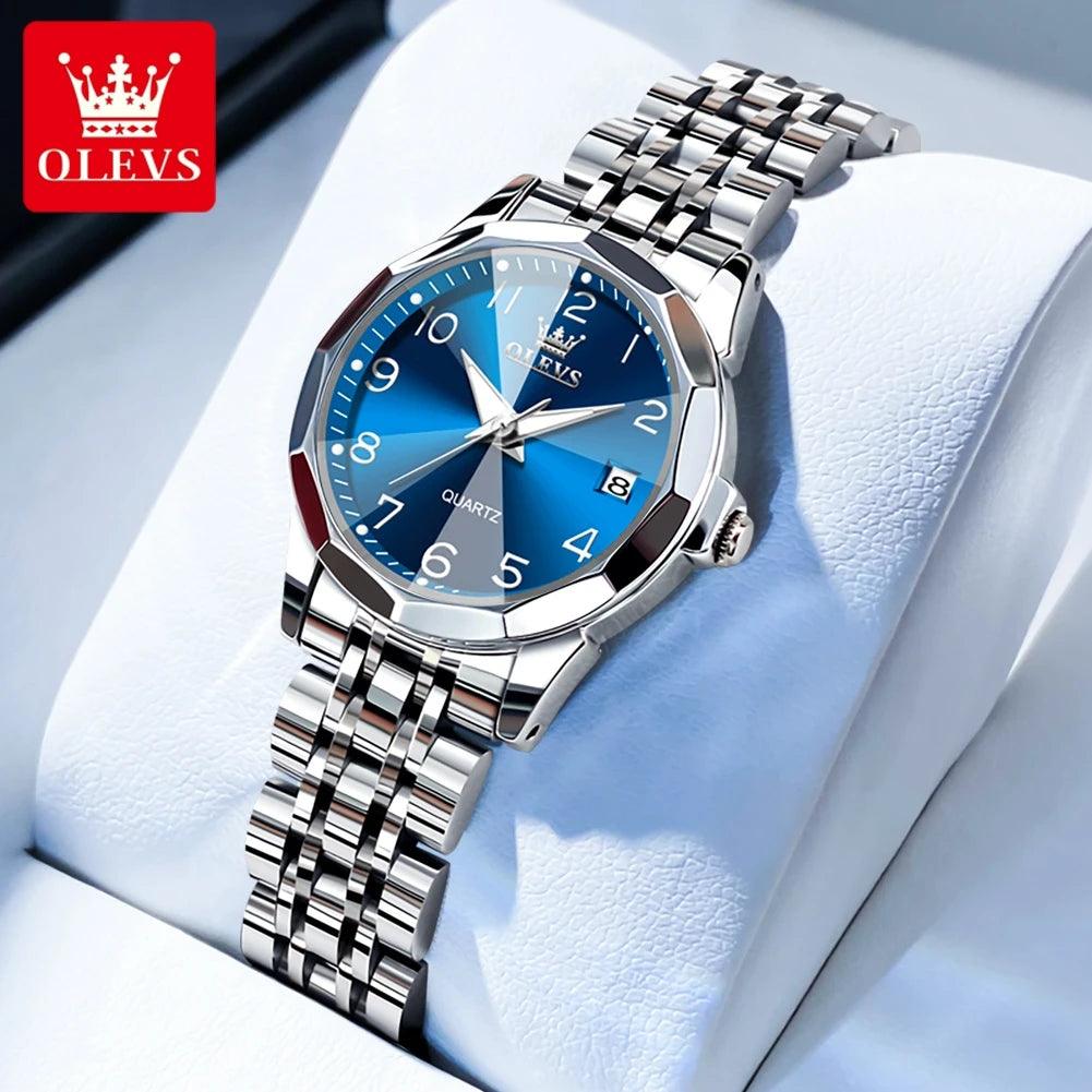 OLEVS Dance of Time: Stainless Steel Elegance with Eternal Calendars Couple's Watches Box Set Carauana Store
