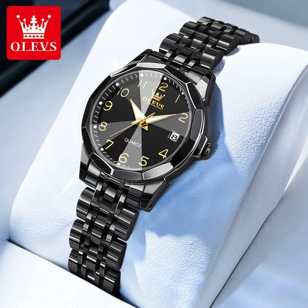 OLEVS Dance of Time: Stainless Steel Elegance with Eternal Calendars Couple's Watches Box Set Carauana Store