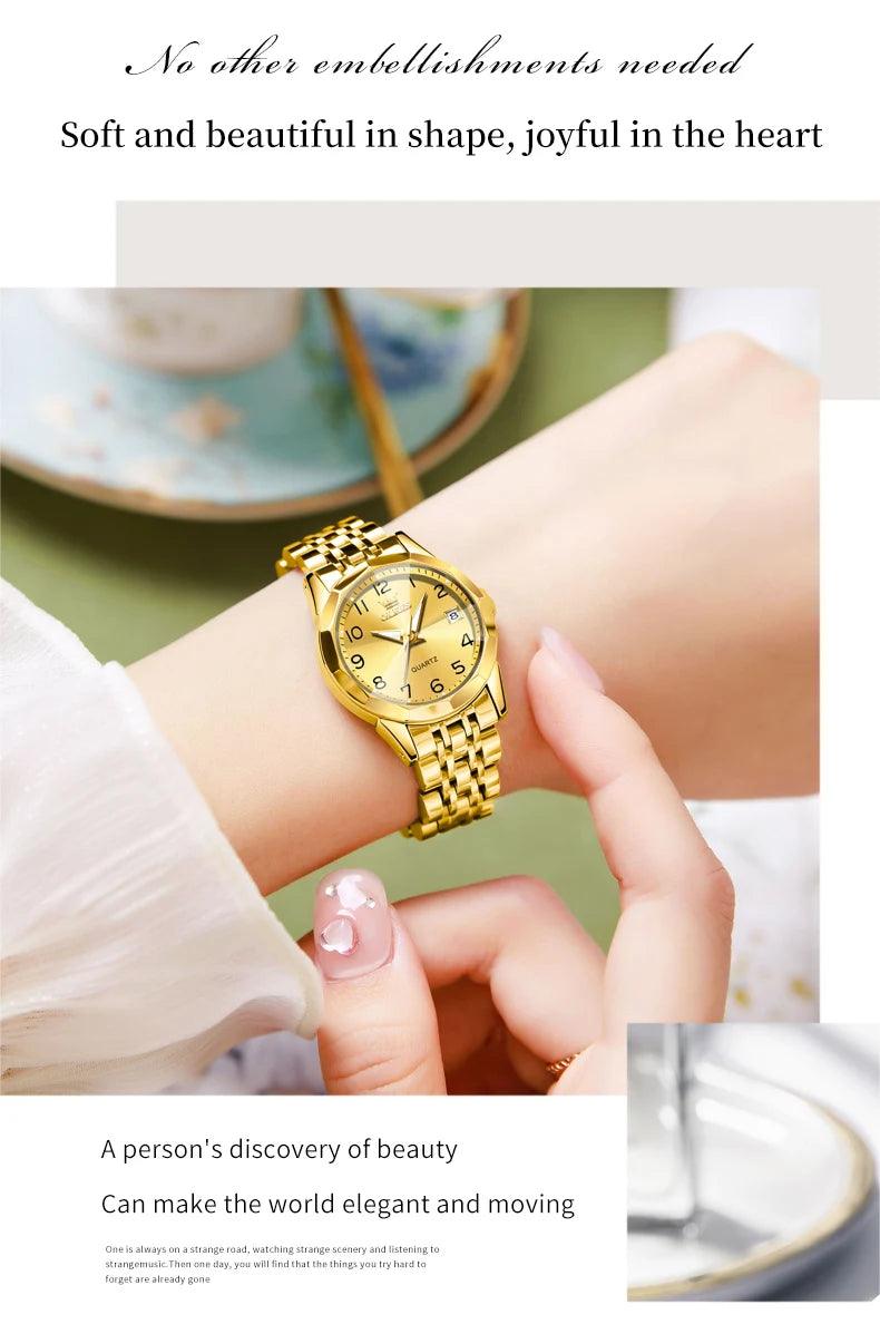 OLEVS Dance of Time: Stainless Steel Elegance with Eternal Calendars Couple's Watches Box Set Carauana Store