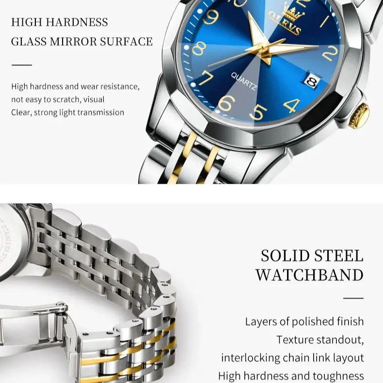 OLEVS Dance of Time: Stainless Steel Elegance with Eternal Calendars Couple's Watches Box Set Carauana Store