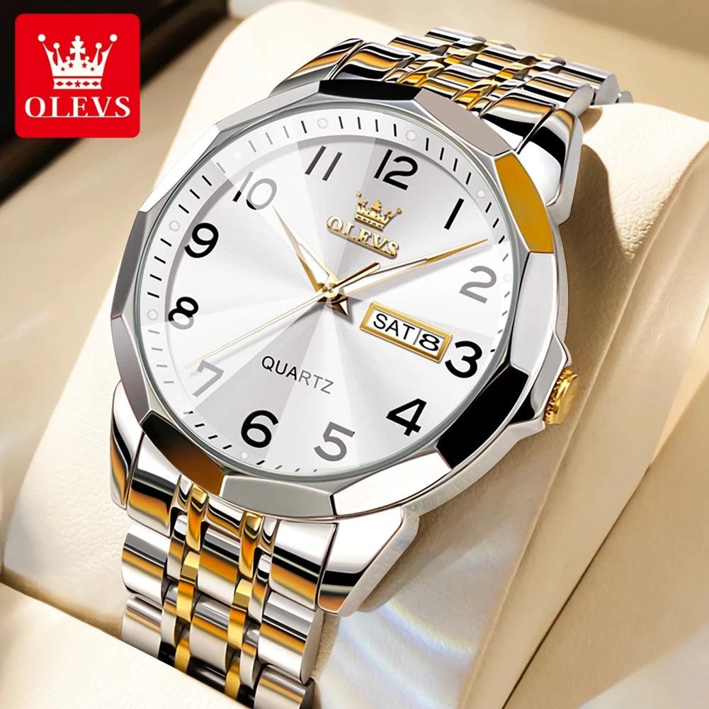 OLEVS Dance of Time: Stainless Steel Elegance with Eternal Calendars Couple's Watches Box Set Carauana Store
